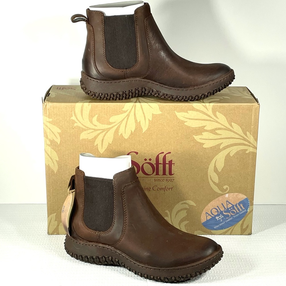 Aqua Sofft Women’s Chelsea Ankle Boots Abry Sable Weatherproof Leather 6M